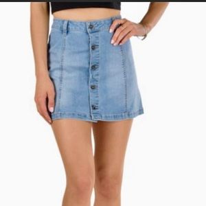 * Vans Women's A-Line Light Denim Skirt Buttons Up the Front